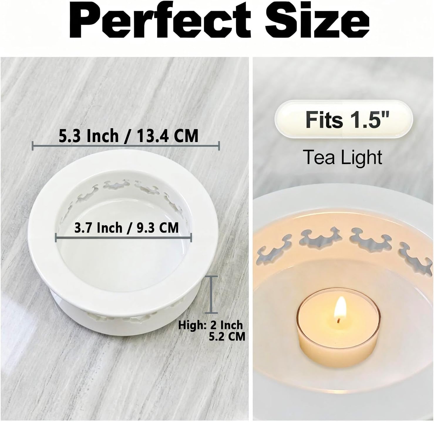Ceramic Teapot Warmer White 5.3-inch Tealight Holder, Elegant Tea Kettle Heater Warming Base for Heating Tea Coffee Milk Water Soup, Candle-Powered Stove for Kitchen Home Office image 2