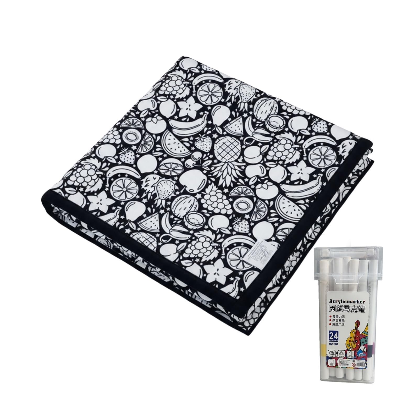 Ozzyr DIY Coloring Blanket with 24 Marker Pen Creative(H)