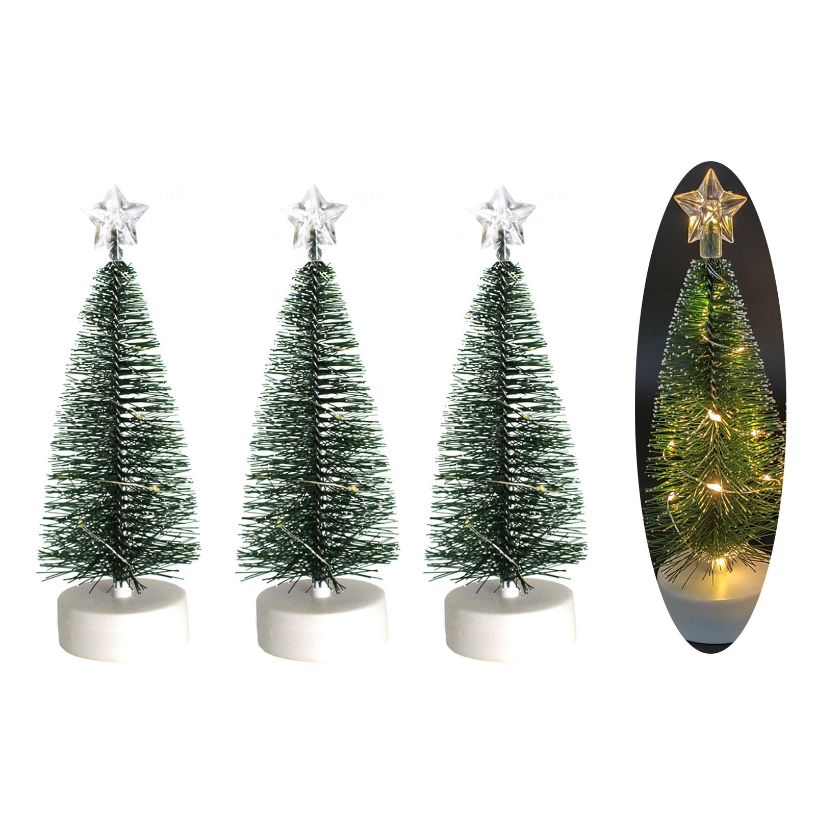 Nucelit Christmas Tree with Lights, 3Pack Tabletop Christmas Tree with Lights for Decorations Indoor Holiday Ornaments