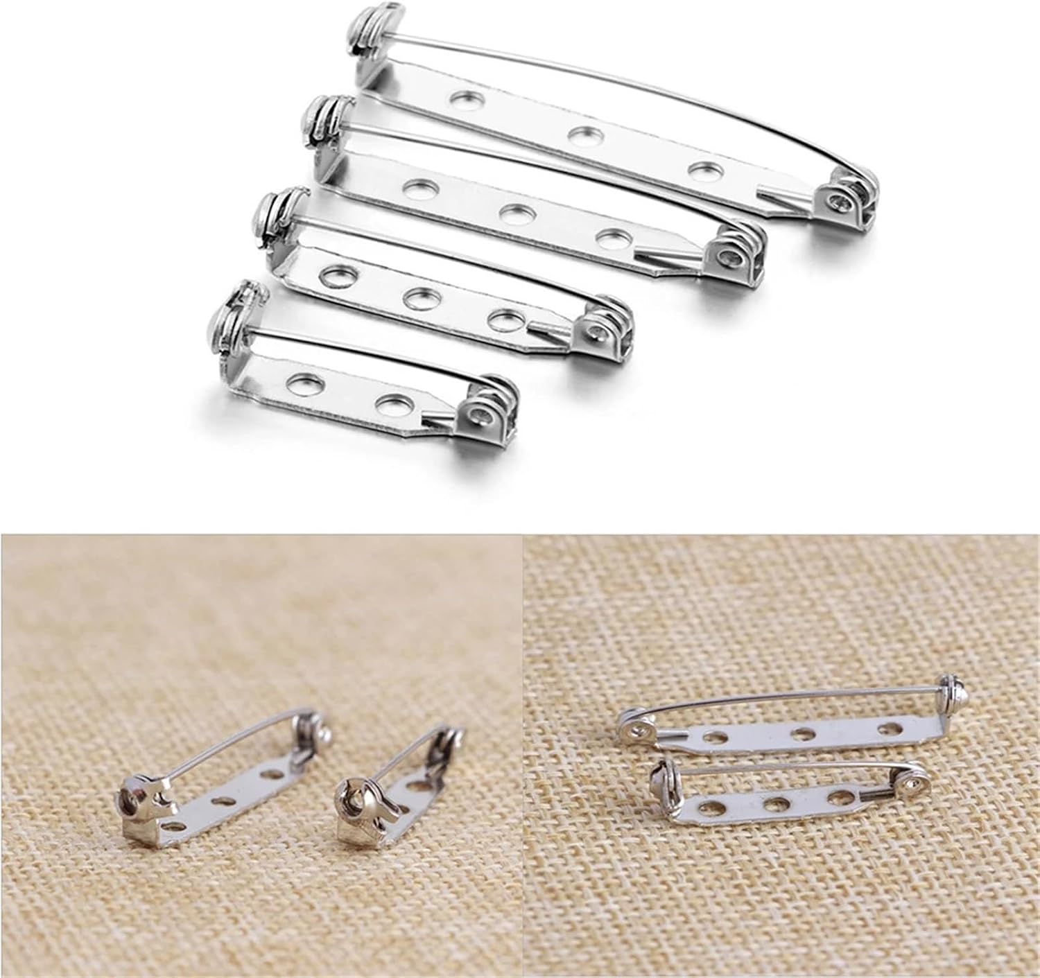 Jewelry Making Pin Backs 4Box Brooch Clip Base Pin Blank Safe Lock Brooch Pin Base for DIY Jewelry Making Findings Supplies Wholesale for Crafts Badge(38mm-80pcs/box)