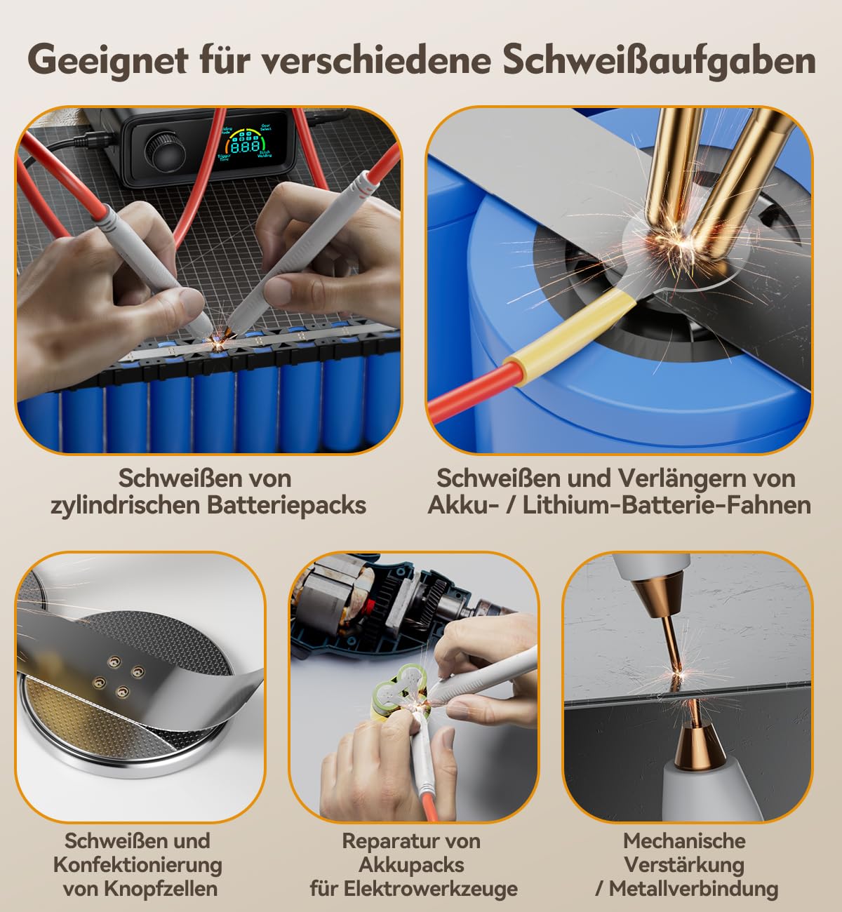 11000W Punktschweißgerät für Akkus, Akku Schweißgerät für 0,1–0,3 mm, 100 Leistungsstufen mit Drehregler, Auto-/Fußpedal-Modus, Dual Pulse