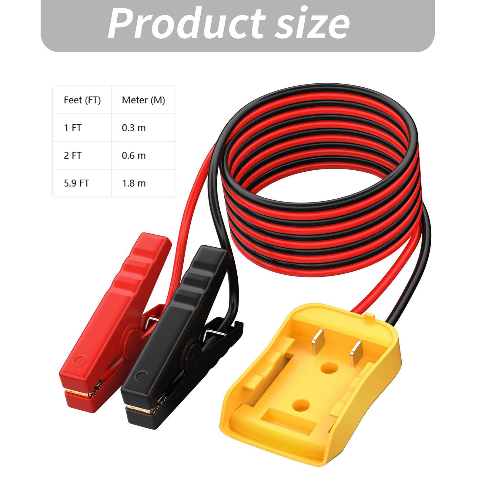 Abrazadera para cable de arranque de batería de automóvil, cable de 8 AWG para necesidades de viaje de 12 V con empuñaduras aisladas rojas y negras y clips aislados para recogida de almacenamiento en