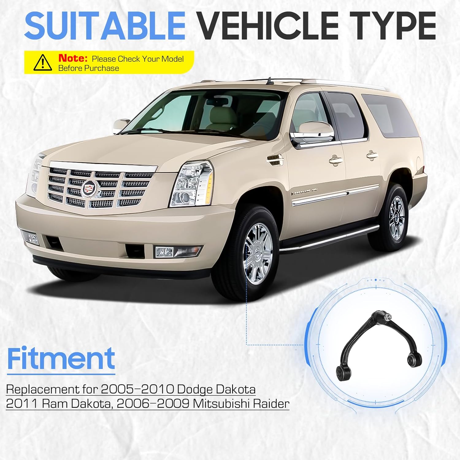 Front Upper Control Arms w/Ball Joints & Front Lower Ball Joints Suspension Kit for 2005-2010 Dodge Dakota, 2011 Ram Dakota, 2006-2009 Mitsubishi Raider (10PCs)