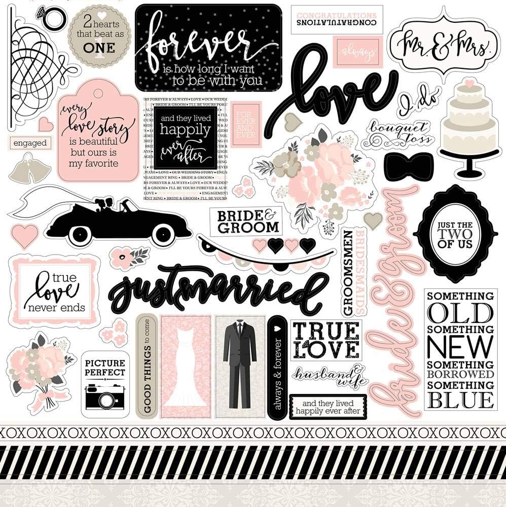 Wedding Bliss Cardstock Stickers 12"X12"-Elements -WB129014