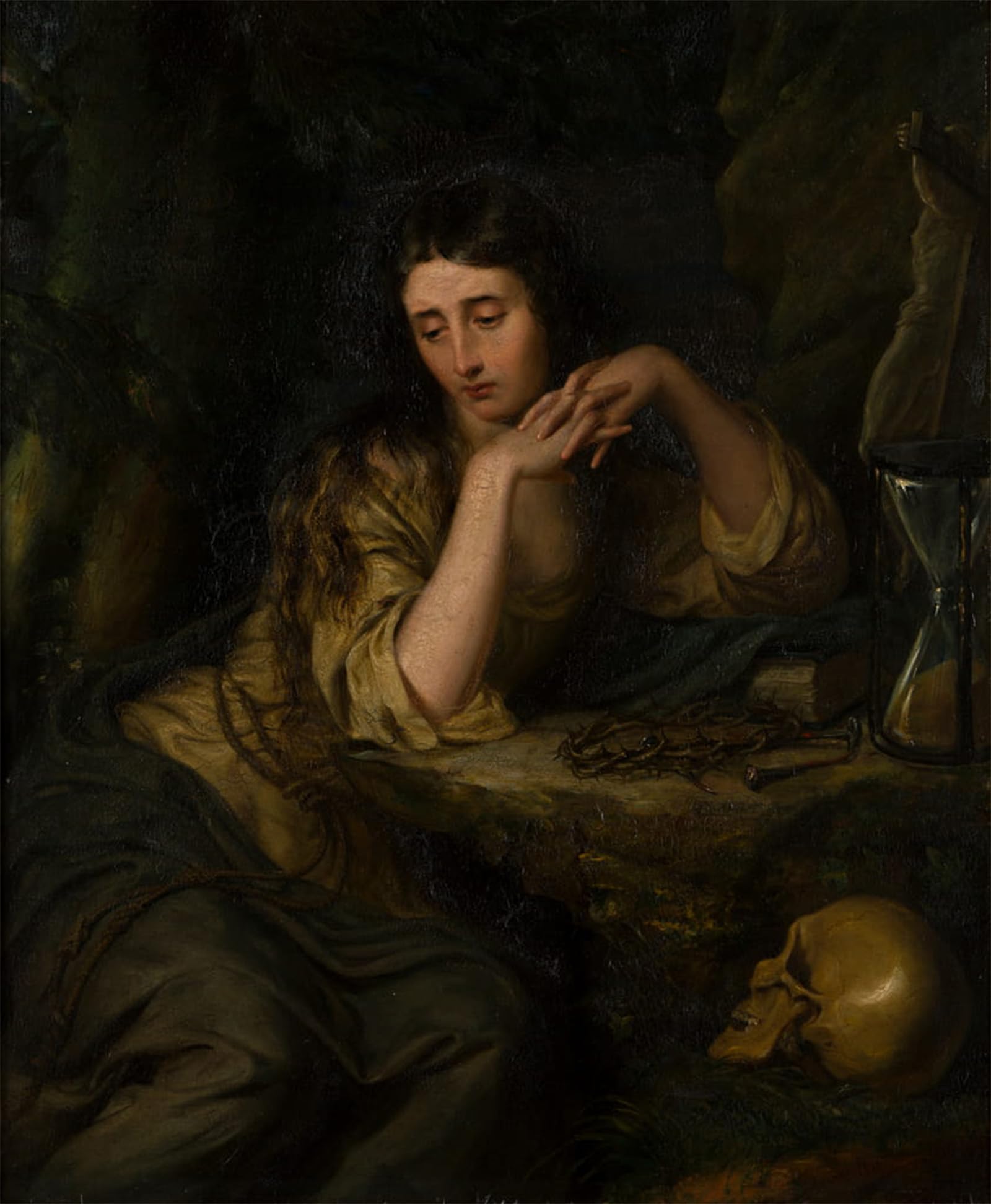 HRJUBWREE Oil Painting Prints on Canvas Painting Picture the Penitent Magdalene by George Hayter Artwork Canvas Prints for Office Decor 60x90cm