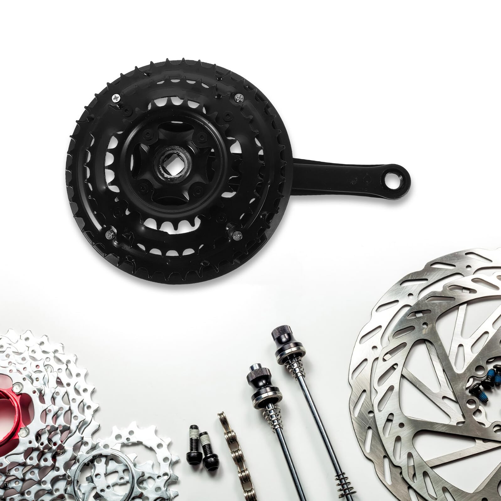 Guarnitura per Mountain Bike Corona in Metallo Resistente Braccio Pedivella Destro in Acciaio al Carbonio Set Sostituzione Pedivelle per Bici Pieghevoli Strada Accessori