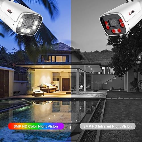 Miniatura 7 de Sistema de cámara de seguridad 4K de 8 canales inalámbrico, 4 cámaras WiFi para interiores y exteriores, audio bidireccional, detección de rostro,