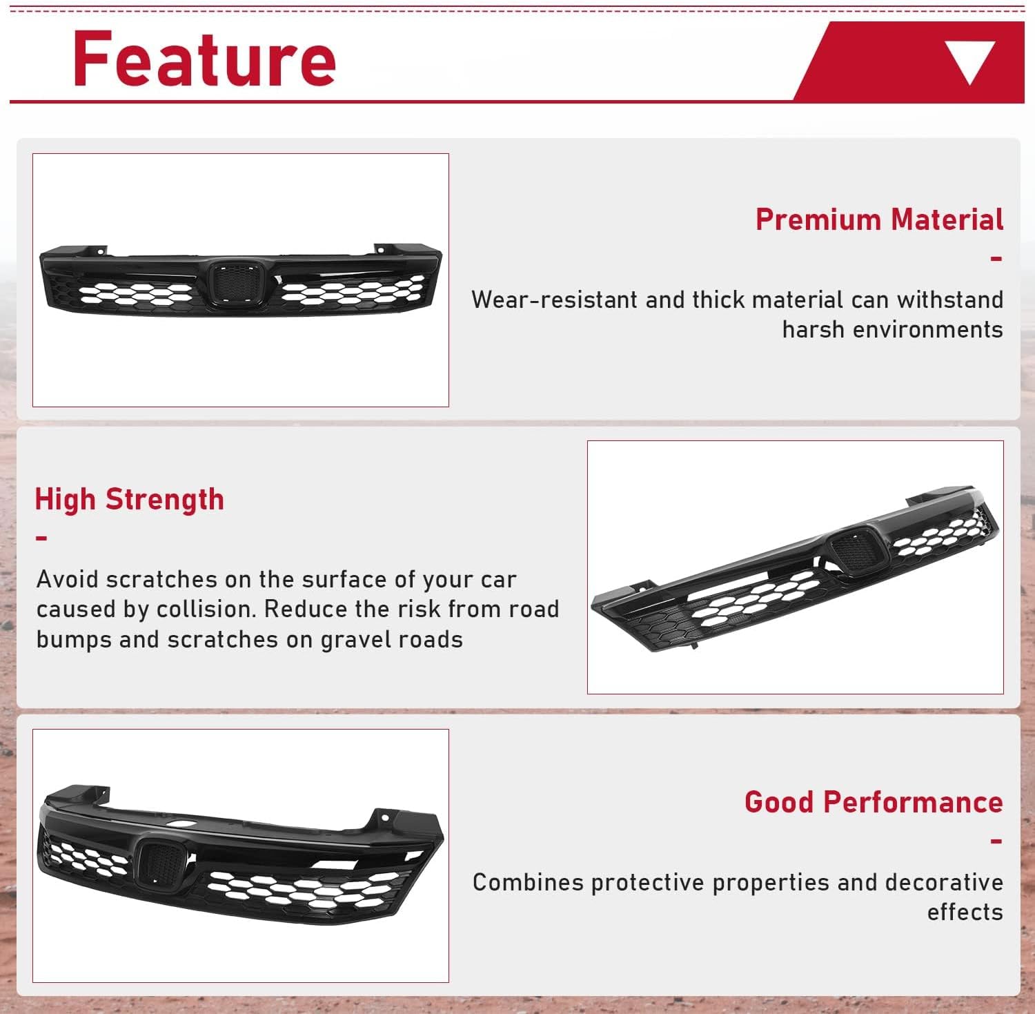 HECASA Front Grille Compatible with 2012 Honda Civic 4 Door Sedan JDM Style Replacement for HO1200206 71121TR0A01 Bumper Grill Plastic(ABS) Black