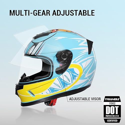 Miniatura 7 de TRIANGLE Casco de motocicleta para niños, casco de cara completa ligero con 2 viseras aprobado por DOT