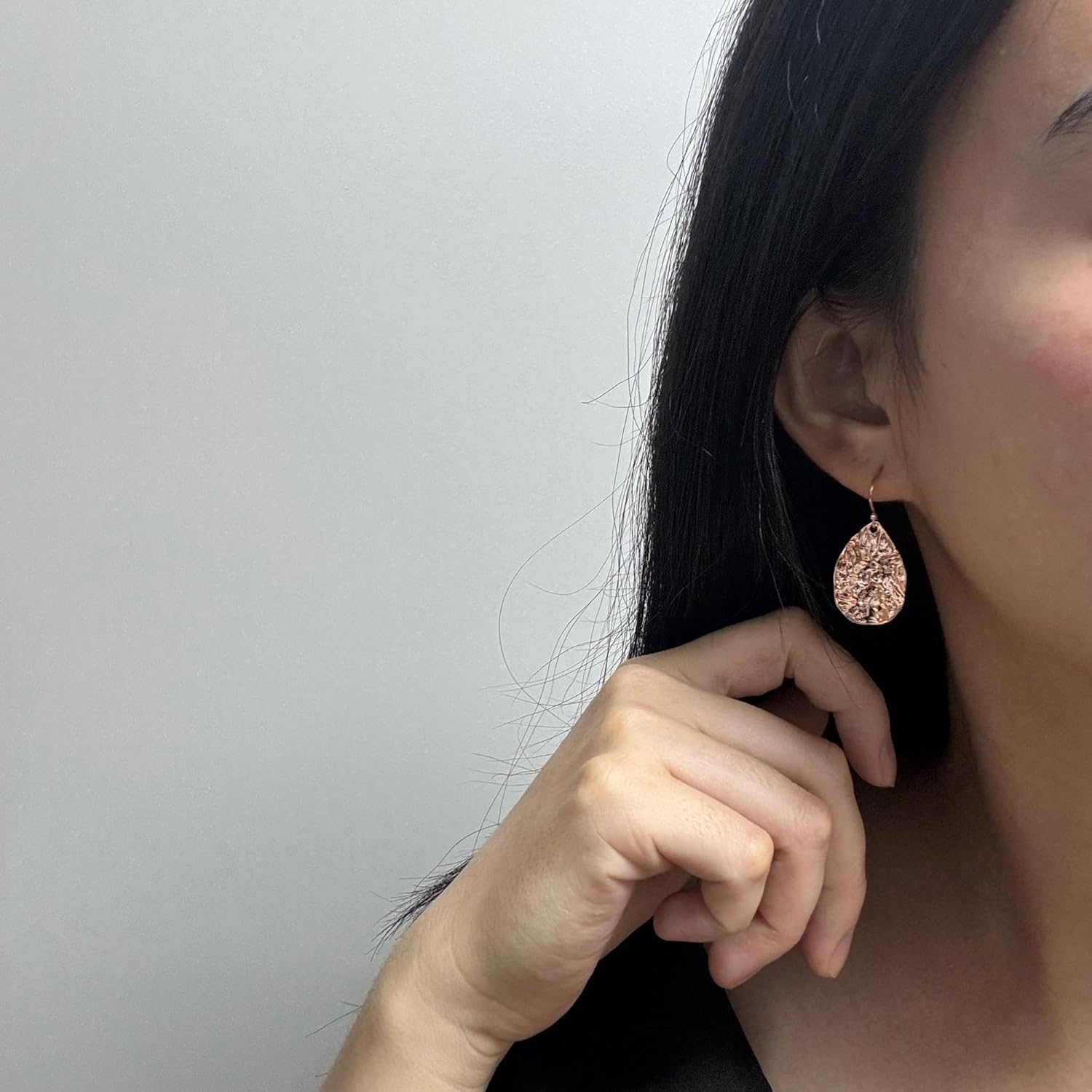 Handmade Hammered Teardrop Dangling Drop Earrings for Women Trendy, 925 Sterling Silver Hooks - Image 2