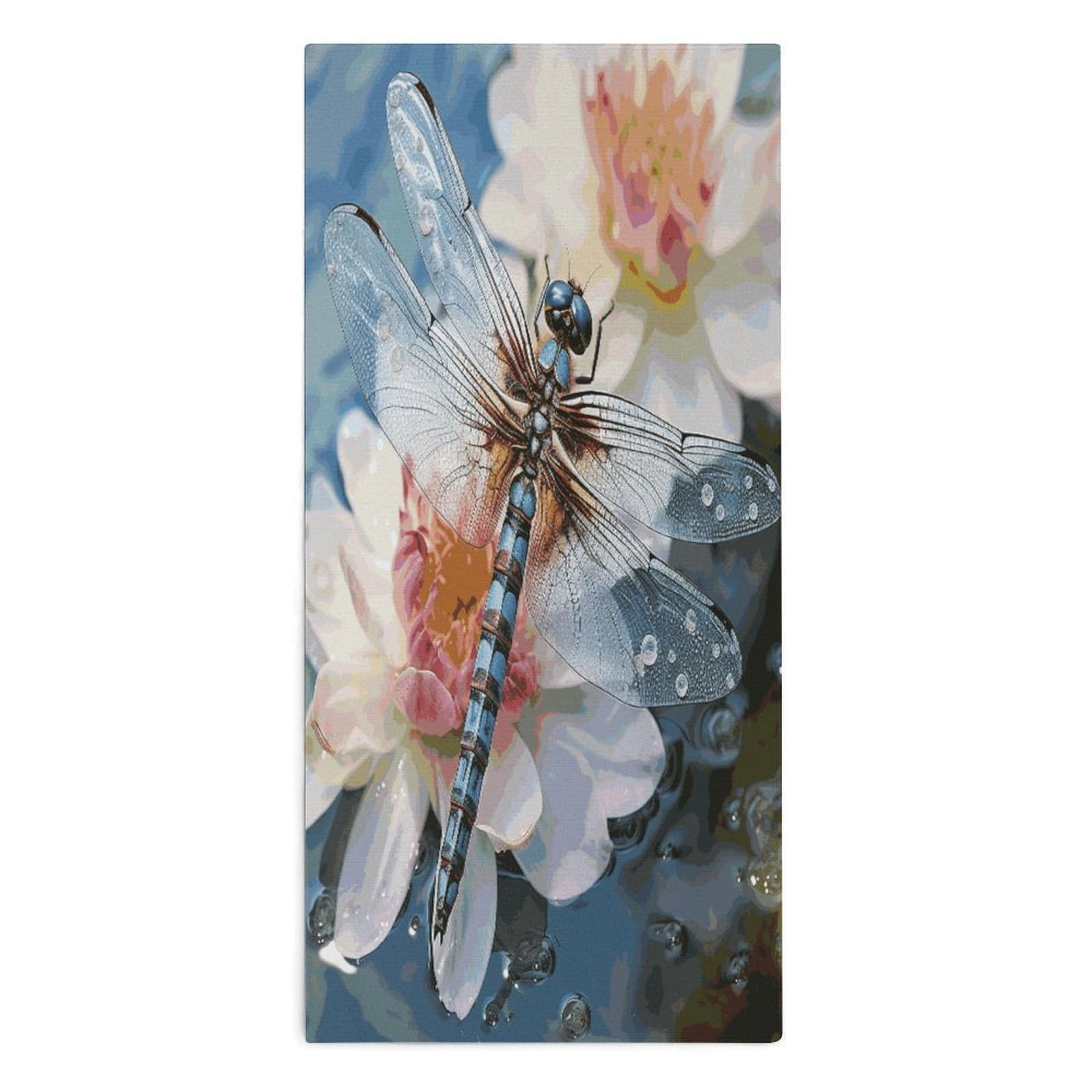 Fodpand Style Dragonfly Lotus Microfiber Towels, Decorative Bath Towel Soft & Lightweight, Hand Towels Multipurpose Use For Bathroom, Pool, Gym, Spa, And Hotel Use
