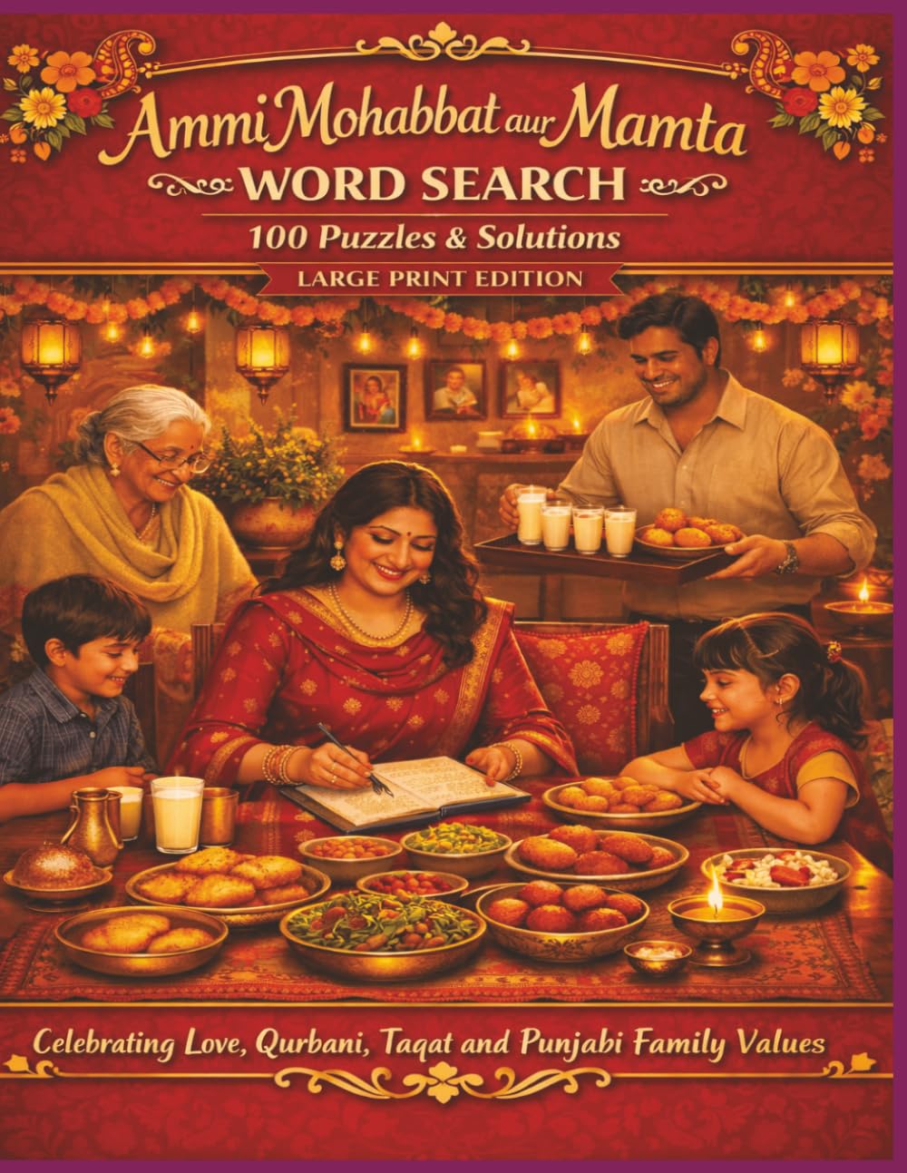 Ammi Mohabbat aur Mamta WORD SEARCH 100 Puzzles & Solutions LARGE PRINT EDITION: Celebrating Love, Qurbani, Taqat and Punjabi Family Values (Borkot's Punjabi Family & Heritage Puzzlers)