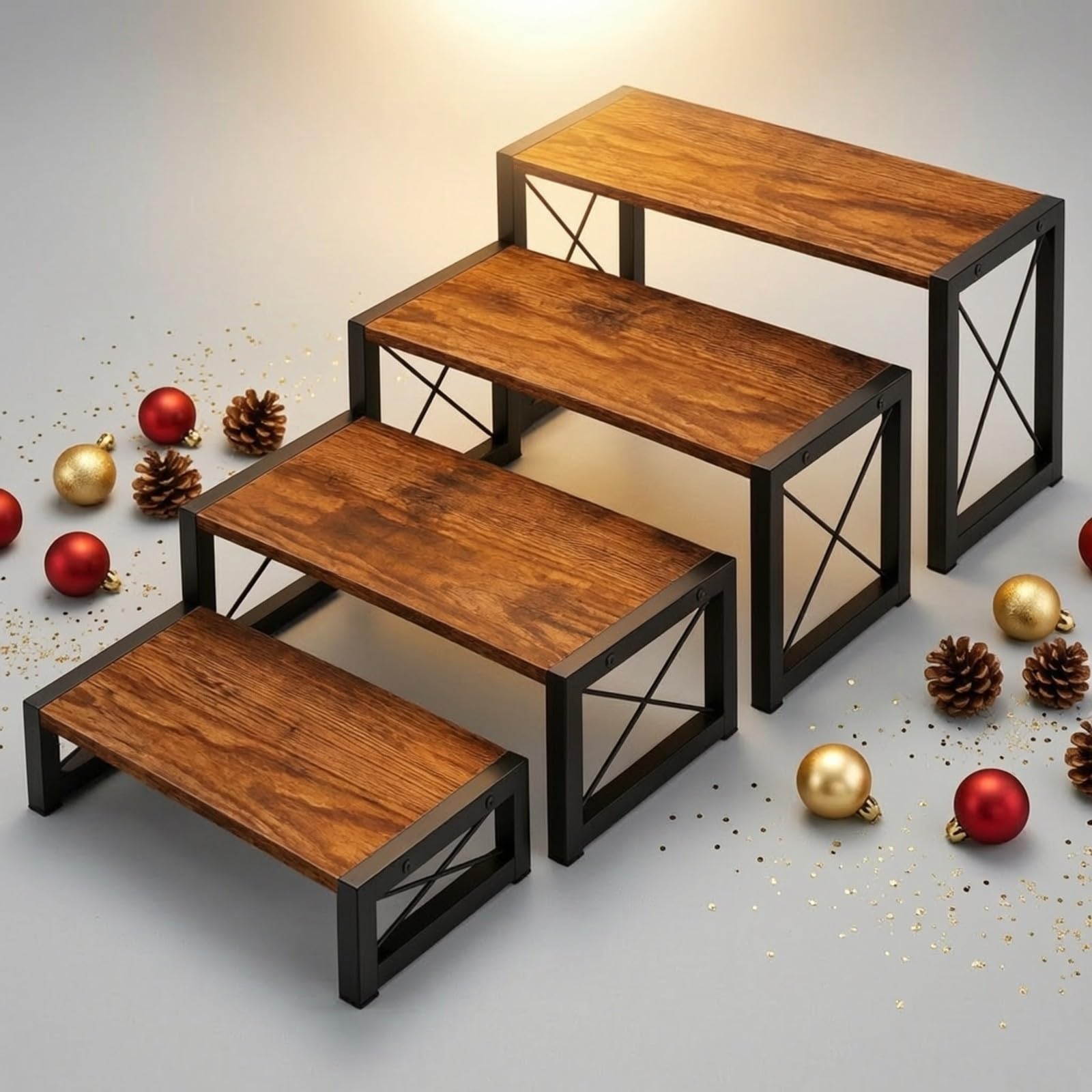 B Baosity Rack Almacenaje con s Tablero Partículas Versátil Expositor con Estructura Metálica Resisn ría para Mesa, Negro