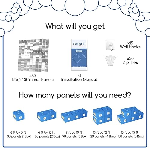 Miniatura 2 de COKAOBE Telón de fondo de pared plateado brillante, 30 piezas de panel cuadrado de lentejuelas brillantes, telón de fondo de lentejuelas para