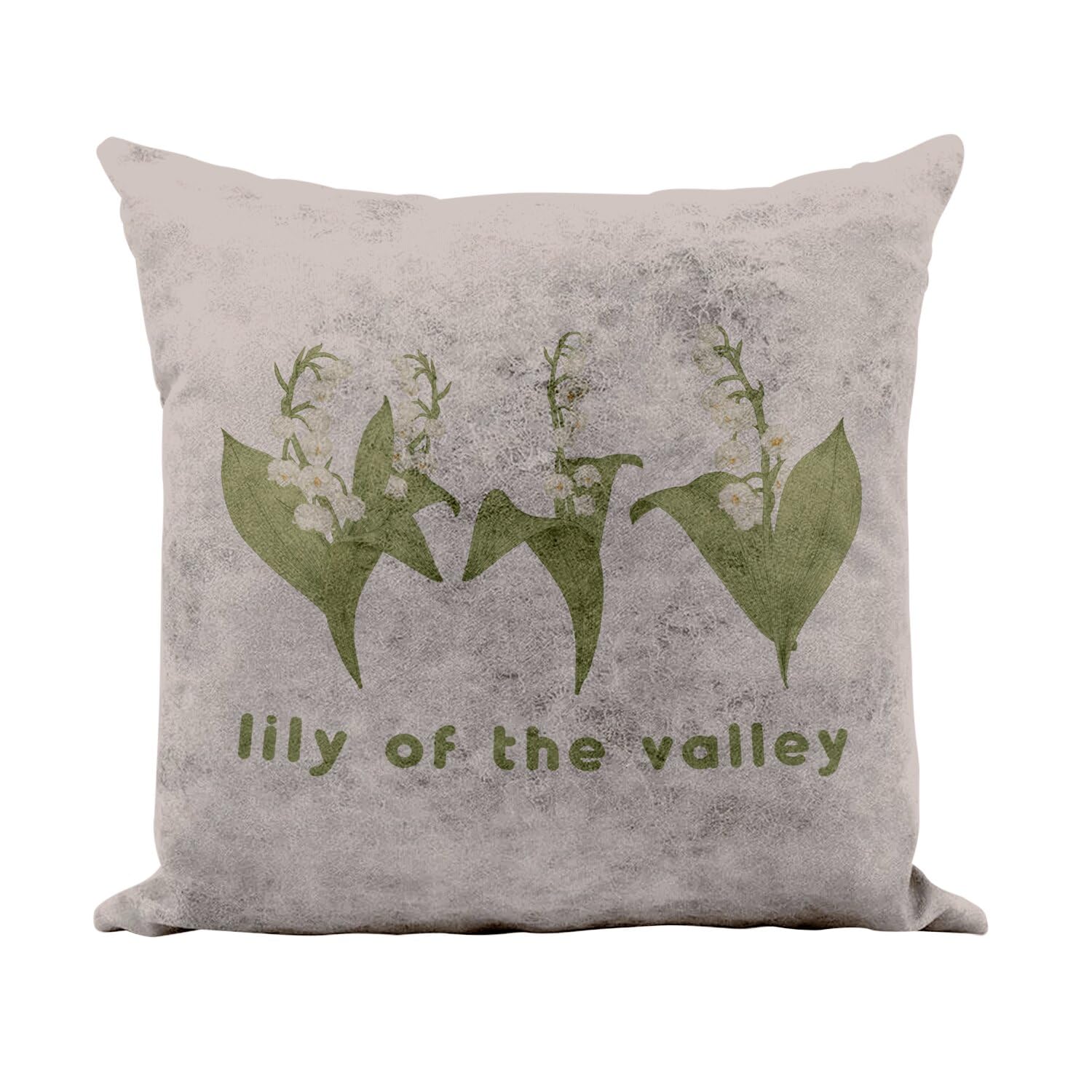 Coussin chic garden similicuir camel motif muguet floral 40x40 cm