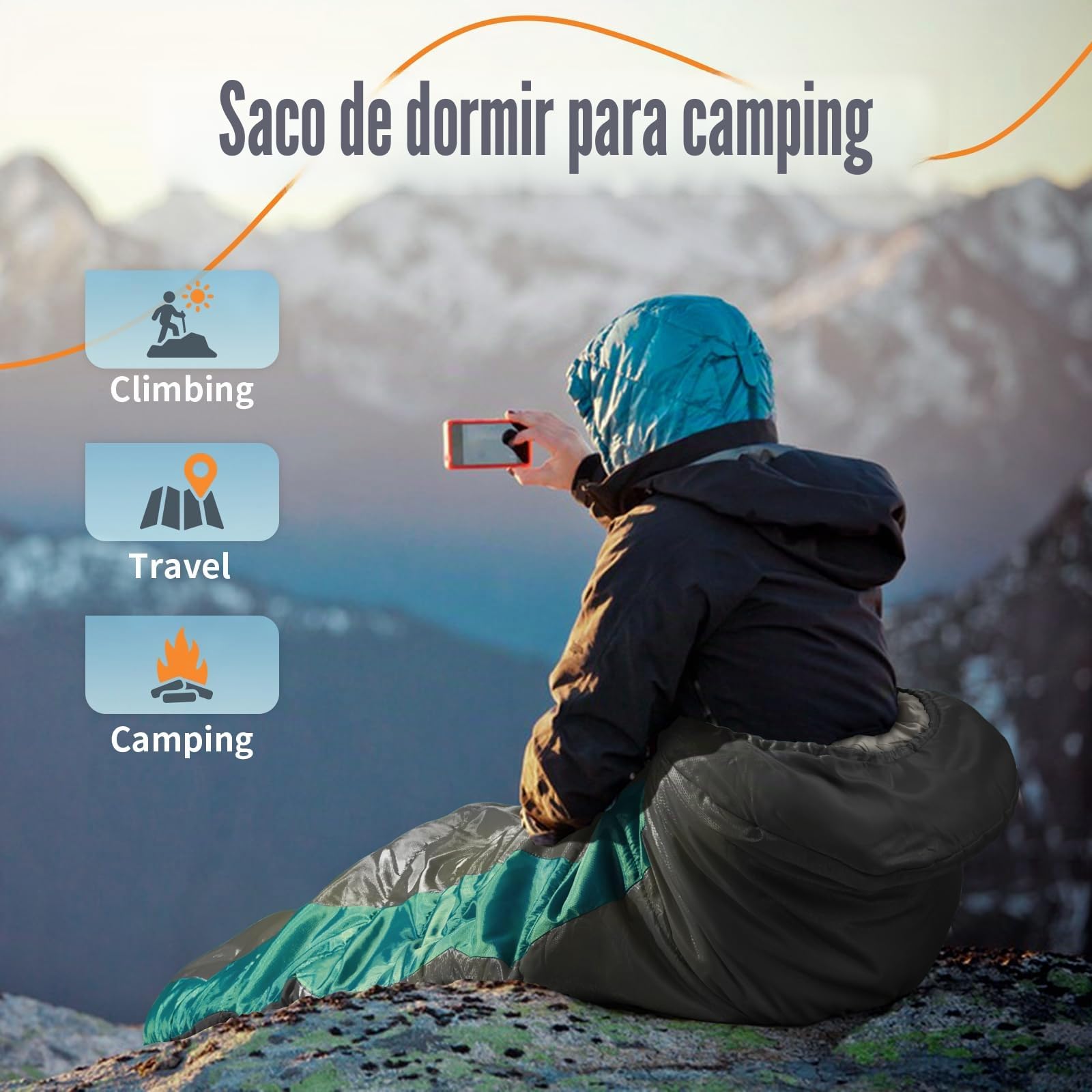 Forceatt Saco de Dormir Winter para Adultos de 0 ℃ a 20 ℃丨Ideal para Acampar, Hacer Mochileros y Hacer Caminatas y Otras Actividades al Aire Libre丨Resistente al Agua, Ligero y Cálido