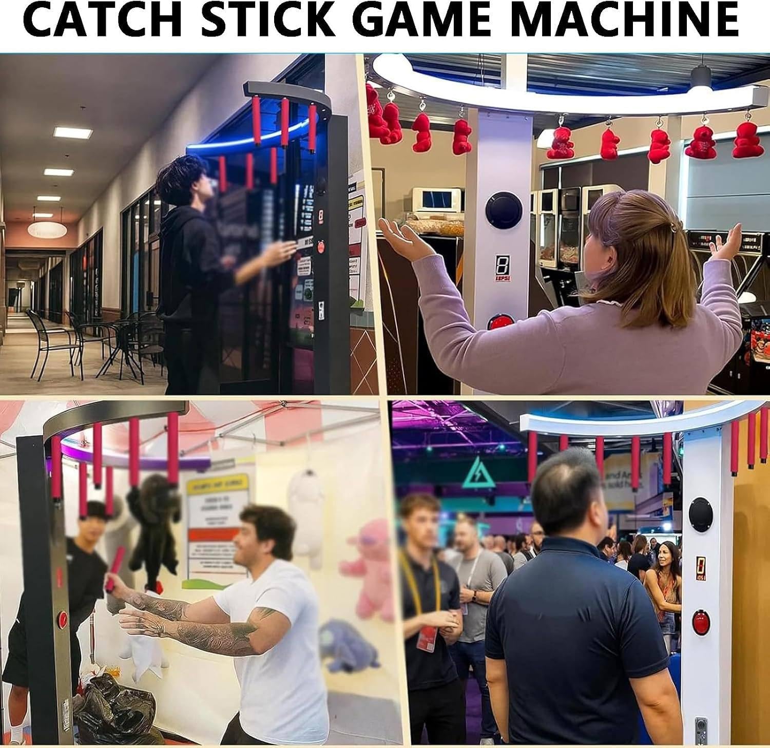 Macchina Arcade Commerciale Bastoncini Reazione | Doppia Modalità Gettoni/Libero,Audio LED,Corpo Metallico,Ideale Giostre Locali E Team Building