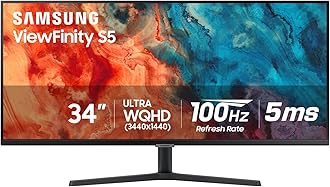 SAMSUNG 34" ViewFinity S50GC Series Ultrawide QHD Monitor, 100Hz, 5ms, HDR10, AMD FreeSync, Eye Care, Borderless Design, PIP, PBP, LS34C50DGANXZA, 2023, Black
