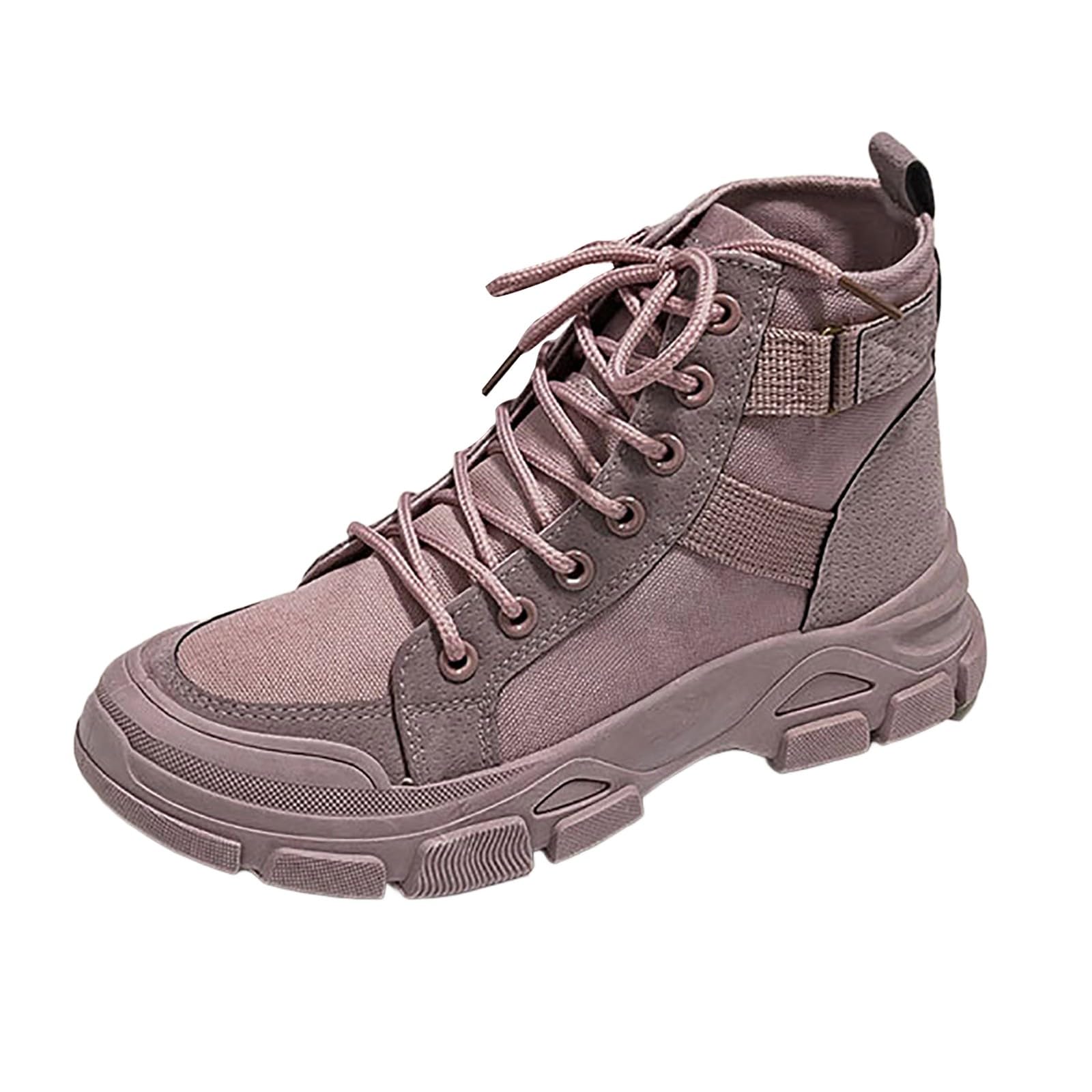Cocila Botas Altas Caña Alta Transpirables Lona Gruesa Botines Mujer Marrones Tacon