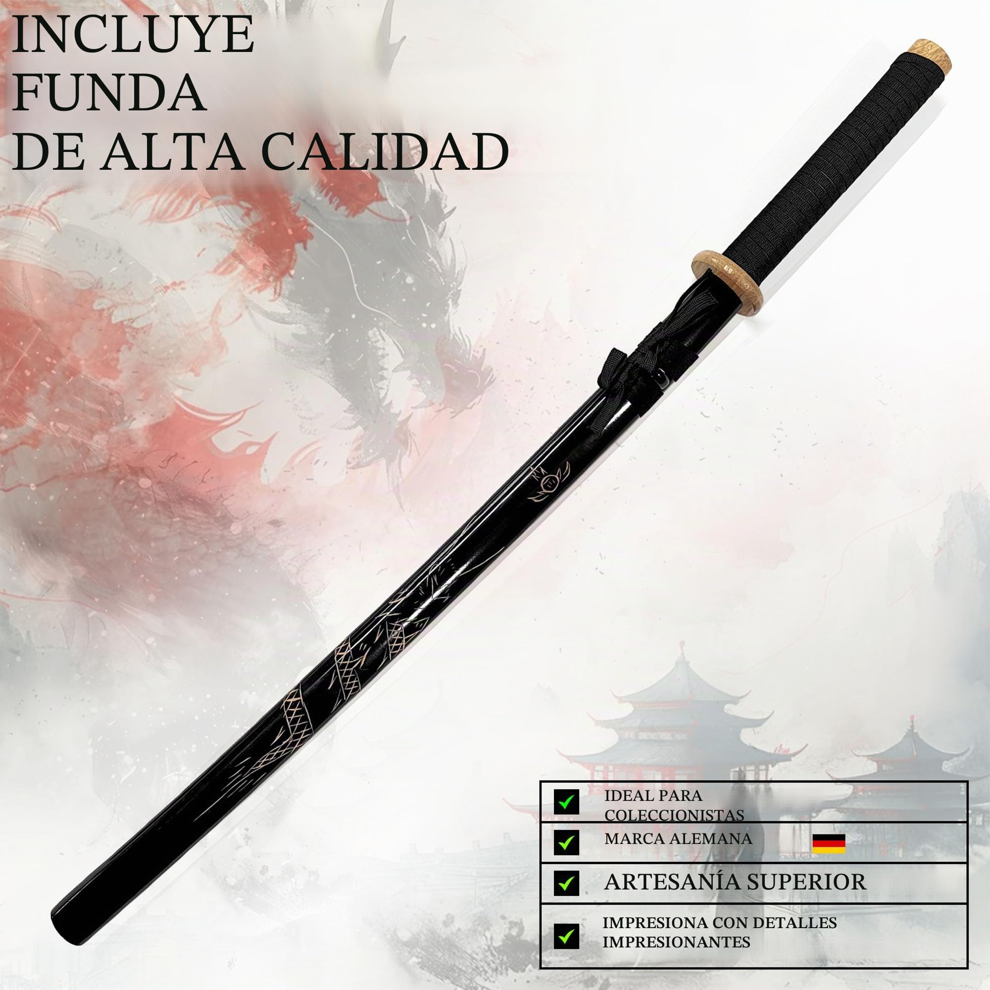 Bokken de madera Shinai Katana Wakizashi Tanto Kendo espada entrenamiento samurái