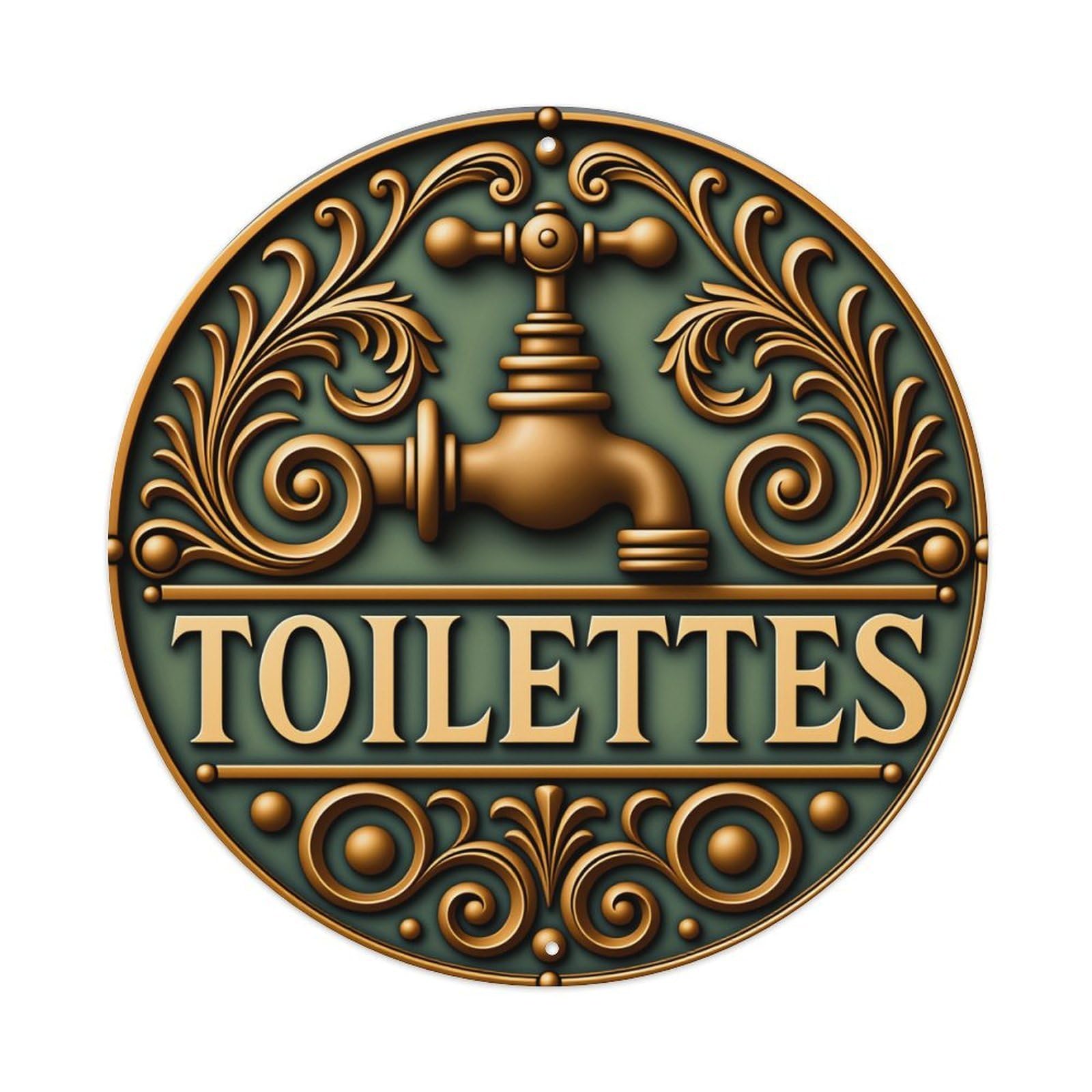 Ornate Faucet Design Pattern Round Tin Sign Vintage Style Metal Sign Home Bar Garden Wall Plaque Decor Metal Poster 8x8 Inch