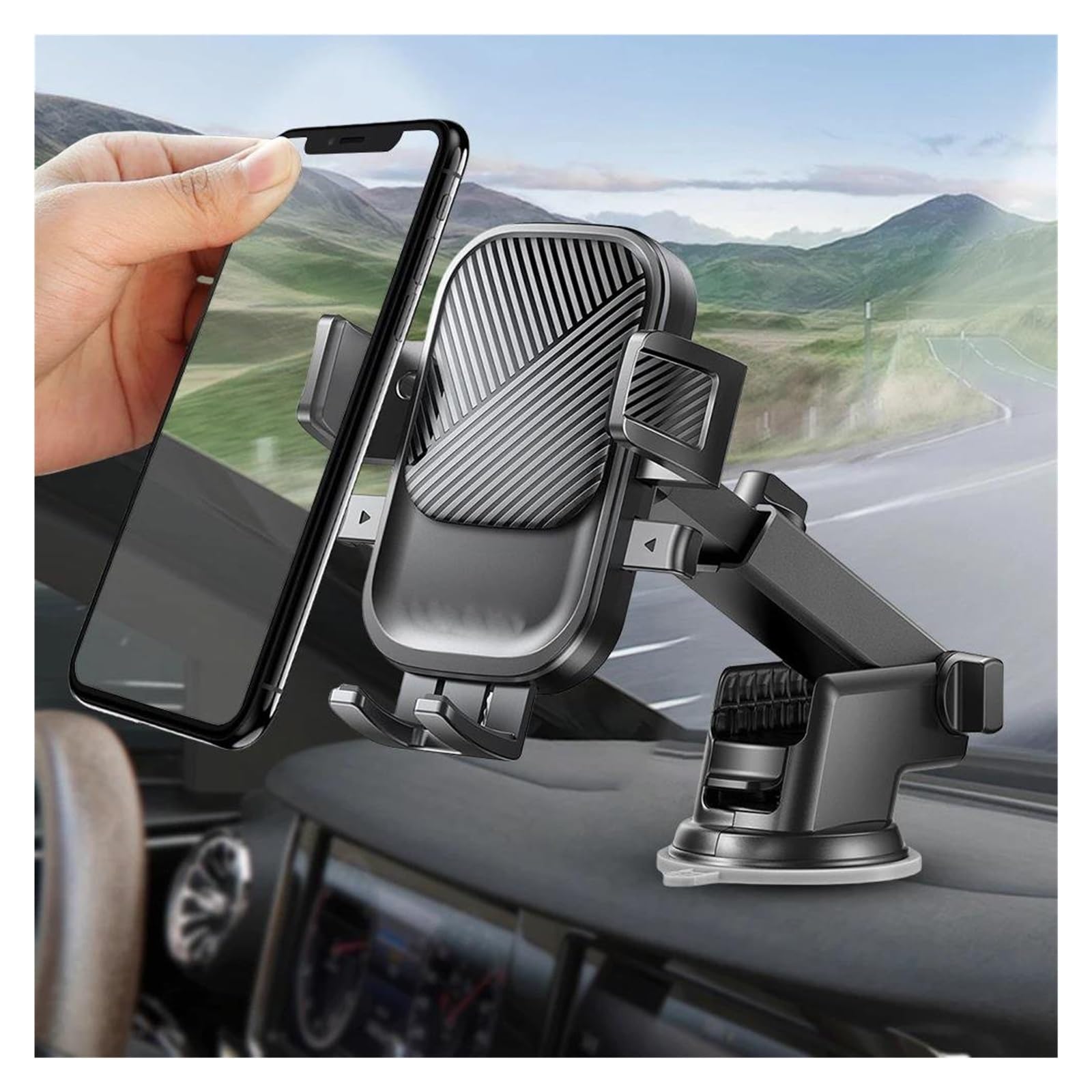 Porta Cellulare Auto Supporto per telefono da auto con ventosa, girevole a 360°, supporto per navigatore per auto, supporto per cruscotto e parabrezza per telefoni da 4-7,2 pollici