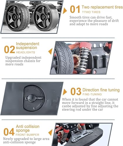 Miniatura 4 de Coche de carreras RC a escala 110, auto de carreras RC Drift de 70 KMH, control remoto de alta velocidad para niños y adultos, súper rápido RC Sport