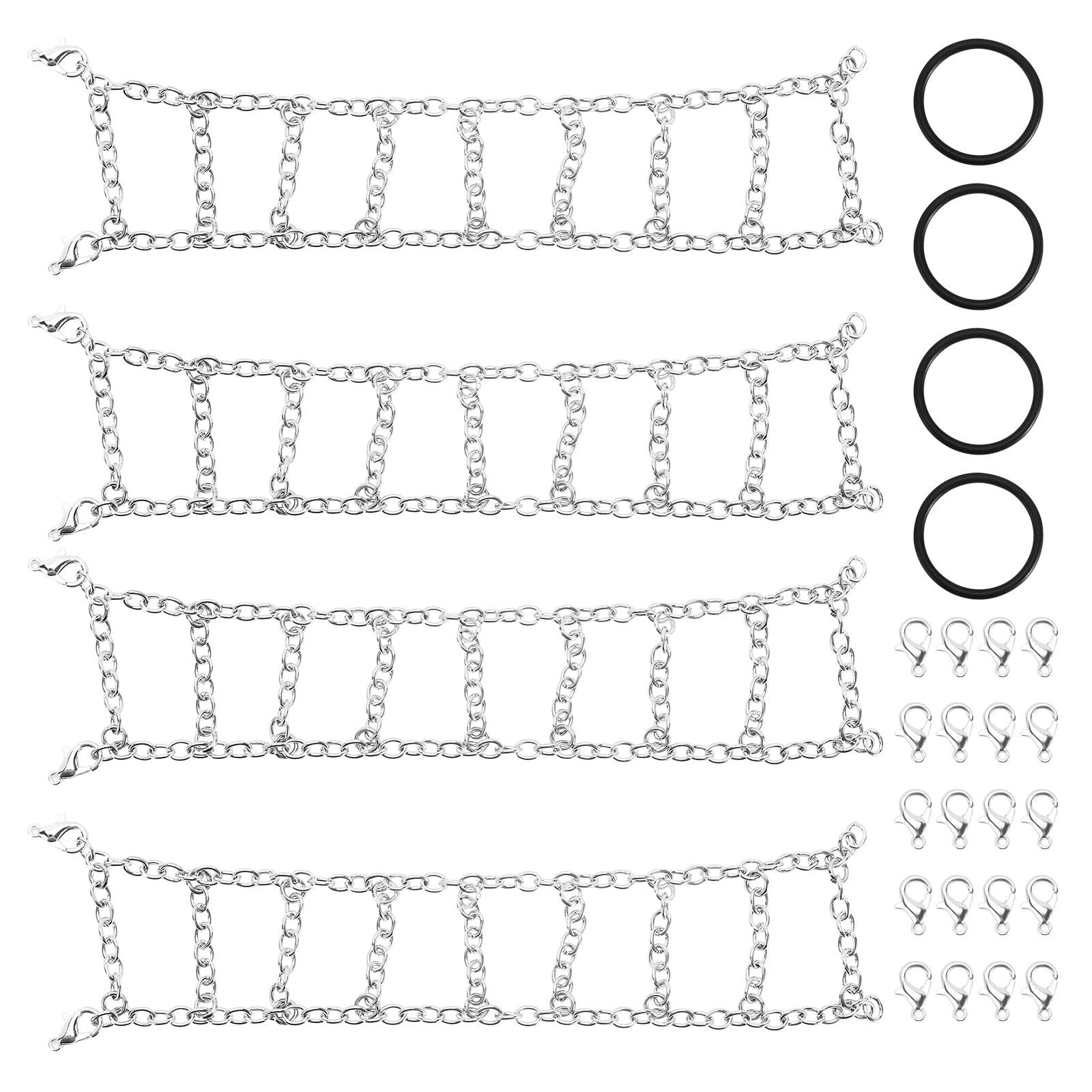 INJORA 55-65mm 1.0" Tires Snow Chain for TRX4M SCX24 FCX24 1/18 1/24 RC Crawler Upgrade, 52g/Set