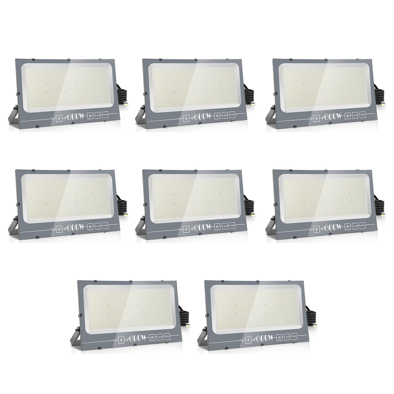 loyal Proiettore LED esterno: 600 W proiettore esterno super luminoso 6000 K bianco freddo 60000LM IP66 impermeabile regolabile con staffa per giardino, garage, campo sportivo