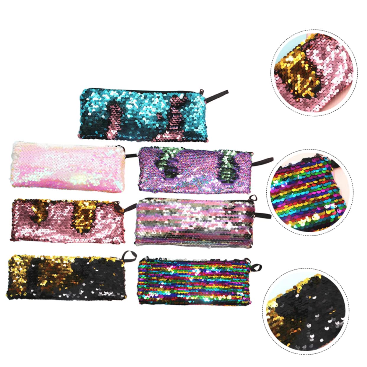 Operitacx 21pezzi Astuccio Tema Sirena Con Paillettes Zipper Rinforzato Per Scuola Portaoggetti Versatile e Pratico Per Penne e Cavi Borsa Per Cancelleria Colorata e Creativa