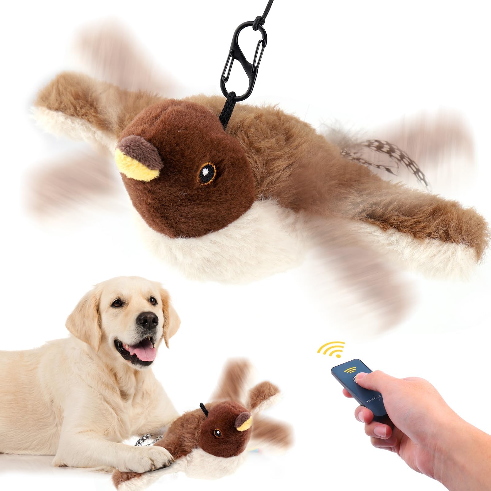 Pet Supplies BABORUI Interactive Dog Toys Bird, Flapping Wings Bird