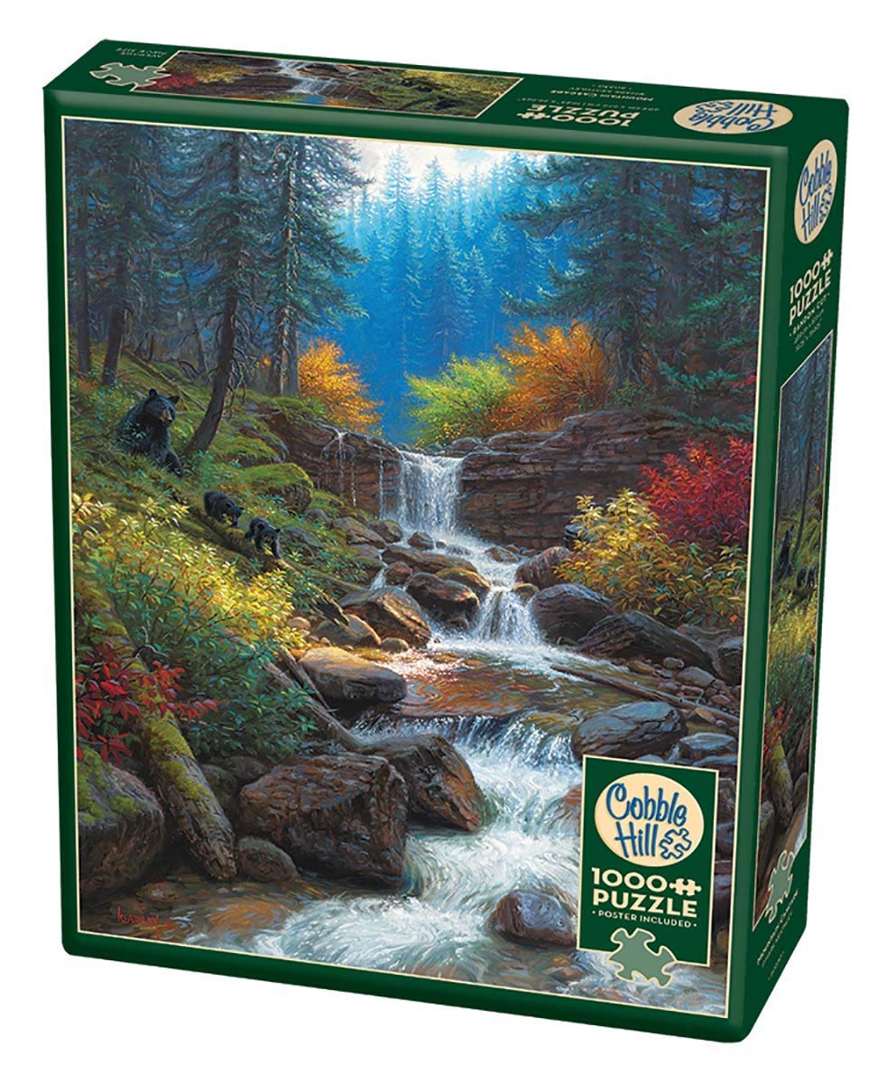 Cobble Hill 1000 Piece Puzzle - Mountain Cascade - Sample Poster Included