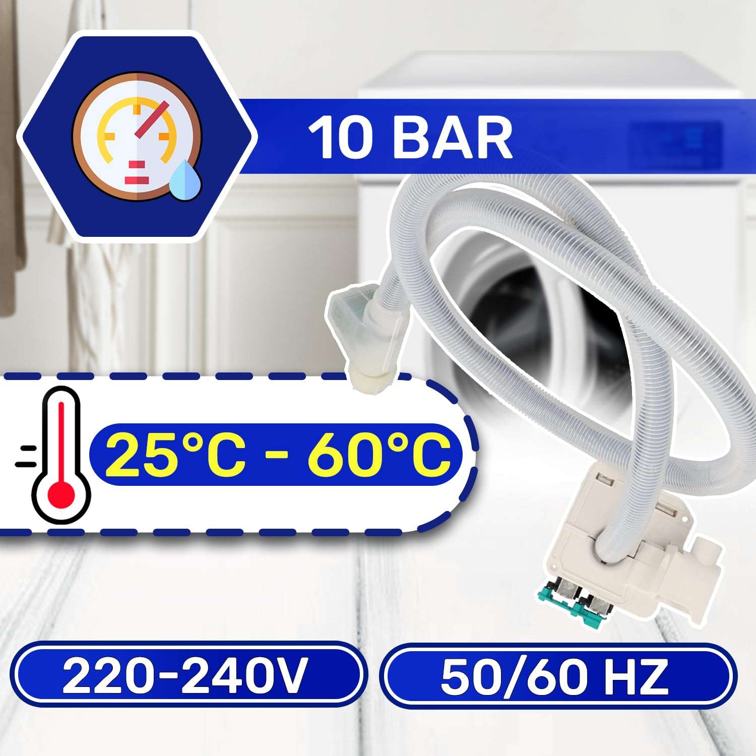 Waschmaschinenschlauch mit Aquastopp mit Originalcode 00667327 für Bosch | Garantie 10 Jahre - MONTERAL