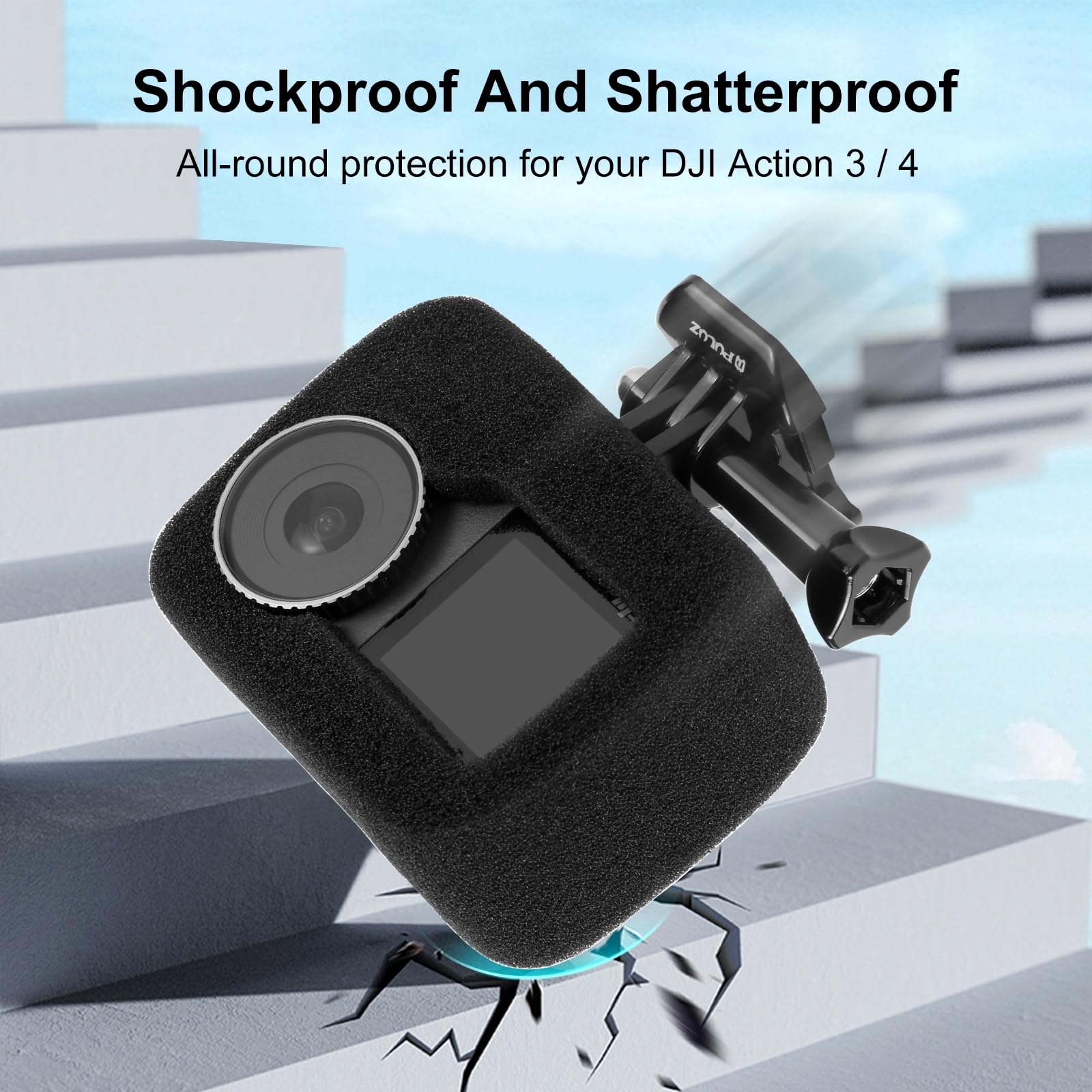 PULUZ Schaumstoff-Windschutzscheibengehäuse für DJI Osmo Action 5 Pro/ 4/3,Schaumstoff-Windschutzscheibengehäuse, reduziert Windgeräusche für optimale Audioaufnahme