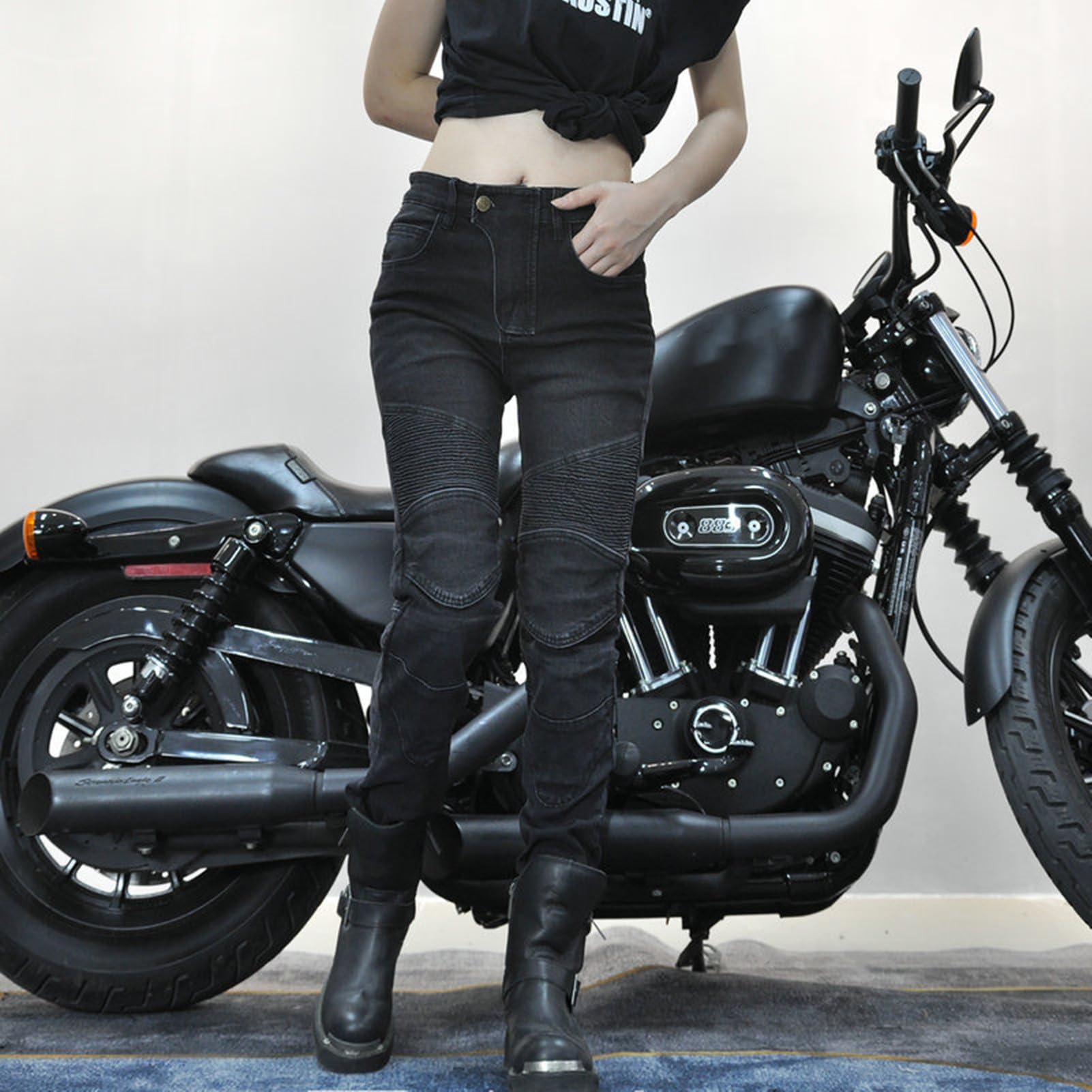 Herren/Damen Slim Fit Motorrad Jeans Mit Protektoren Knie Und Hüftprotektoren Stretch Slim Fit Denim Motorradhose Cargo Motorradjeans Schutzhose Biker Pants