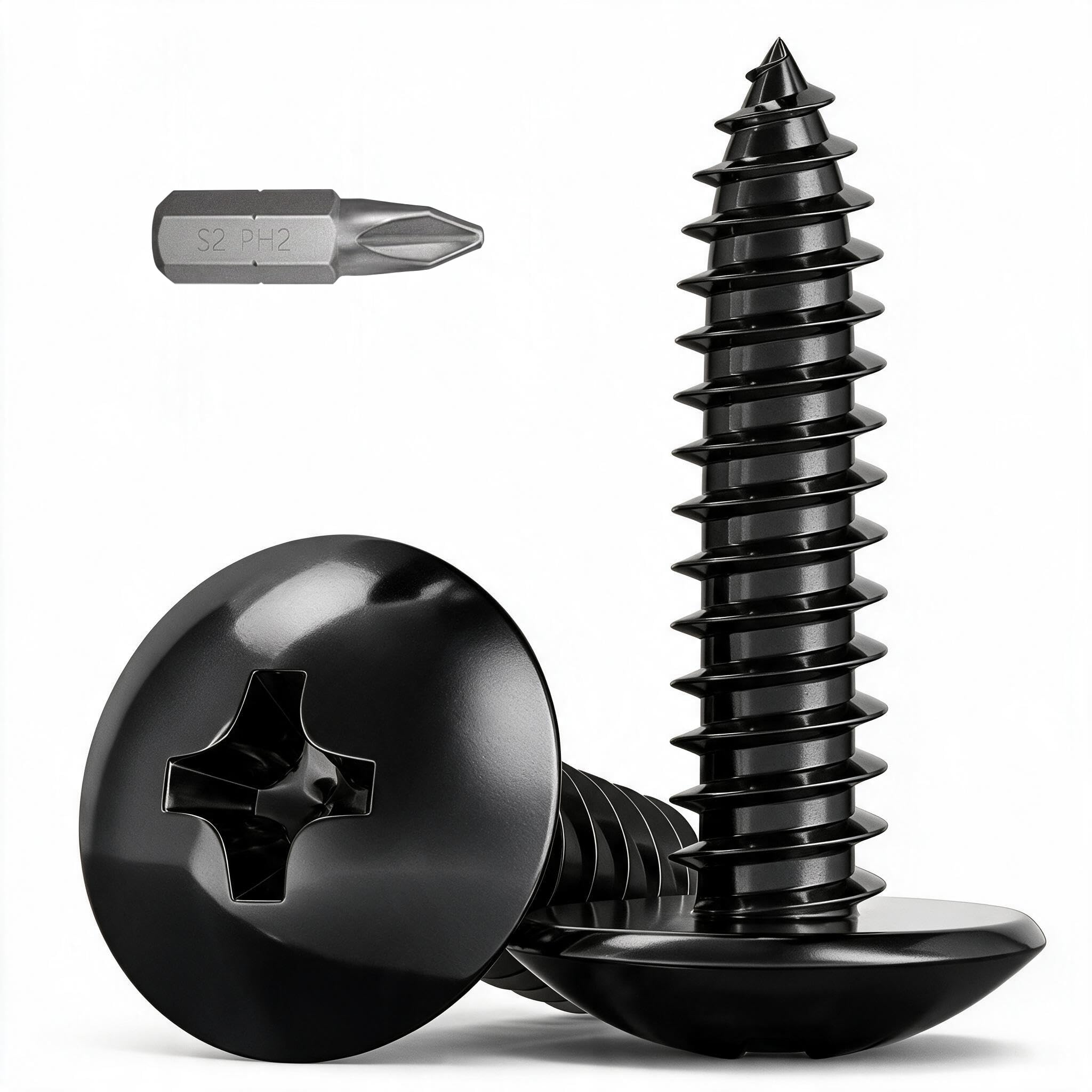 Wavanta 50Pcs M4 x 30mm Black Self Tapping Screws, Large Head Wood Screws