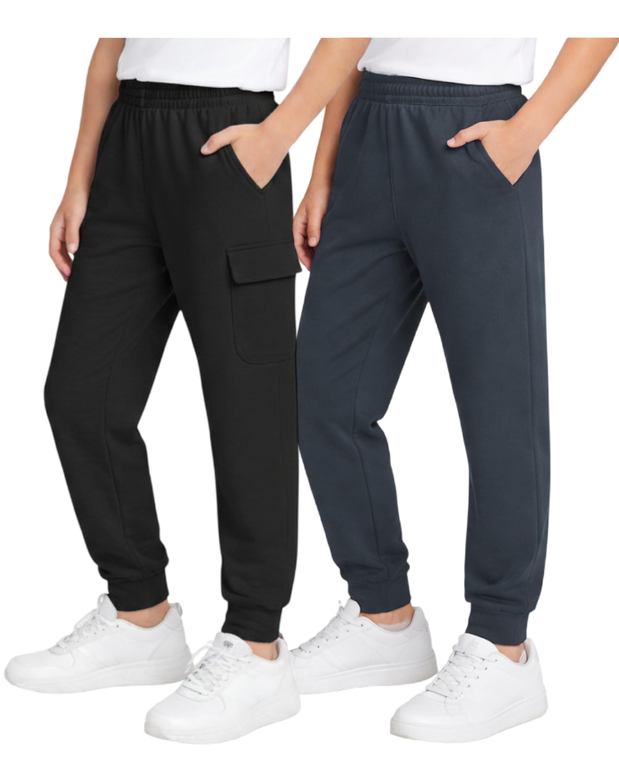 Quad Seven Pantalones deportivos para niños, paquete de 2 pantalones deportivos de forro polar y pantalones cargo para niños, pantalones deportivos de rendimiento (talla 4-18)