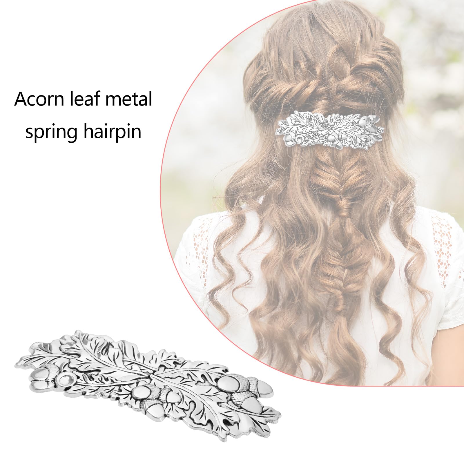 The Lord of the Tools Oak Leaf Hair Clip Metal Spring Hairpin Silver Oak Leaf Hair Barrette for Thick Thin Hair Vintage Hairpin Hair Styling Accessories - Image 2