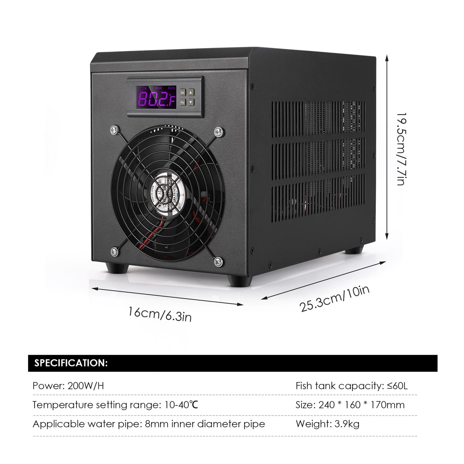 Calentador Enfriador de Tanque de Peces, Ajuste de Temperatura de 10-40 ℃, Silencio Constante para acuicultura de cría de camarones y Peces con Bomba (Chiller and Heater)