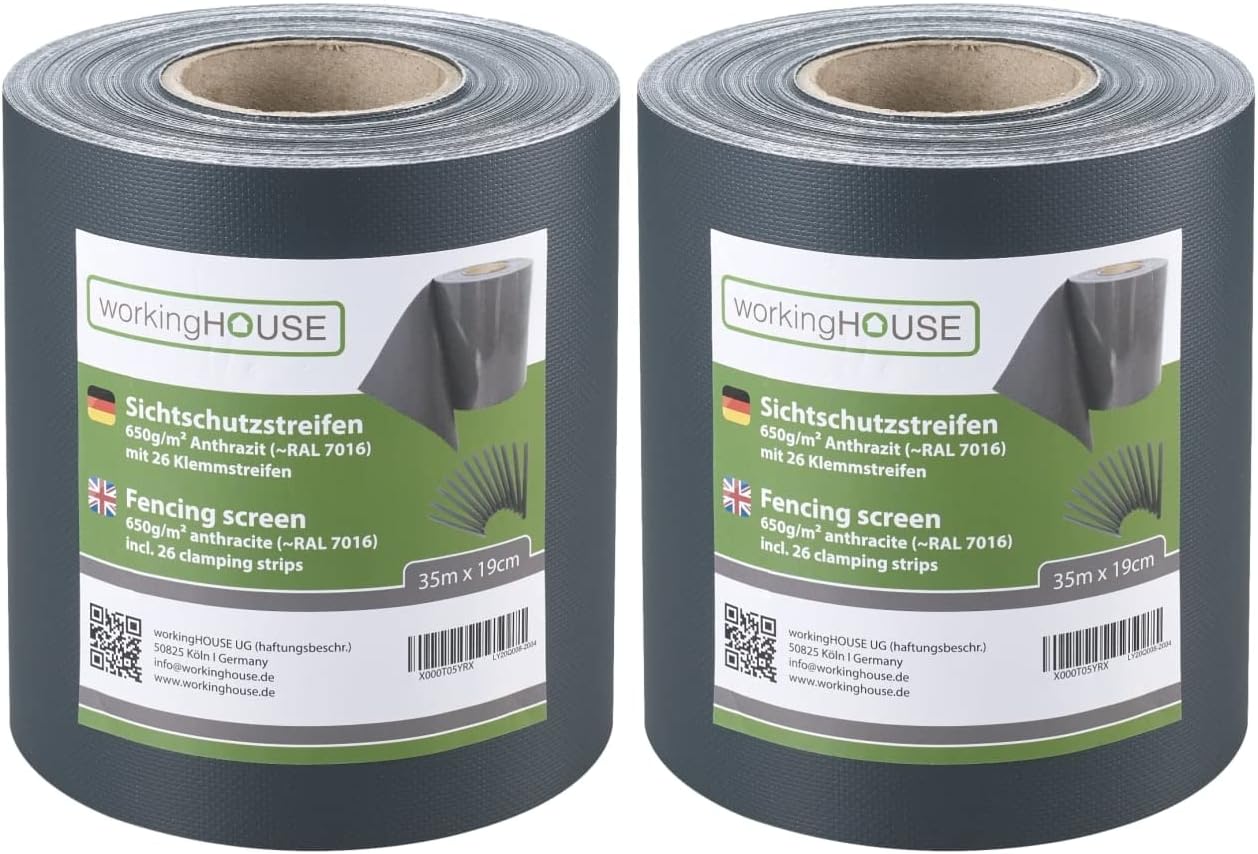 Rapid Teck PVC Sichtschutzstreifen – 35 M X 19 Cm, Blickdicht, Inkl. Klemmen, Anthrazit