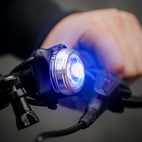 Miniatura 7 de OPTIKS-Luz trasera azul para bicicleta 220 lúmenes - USB recargable -10 horas máx. - Resistente al agua - 5 modos - LED azul - o rojo SOS - Luces