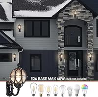 Vista 4 de Luces de pared para exteriores, antioxidante e impermeable, IP65, farol de pared victoriano E26 de cristal, luces exteriores negras de 12.6 pulgadas