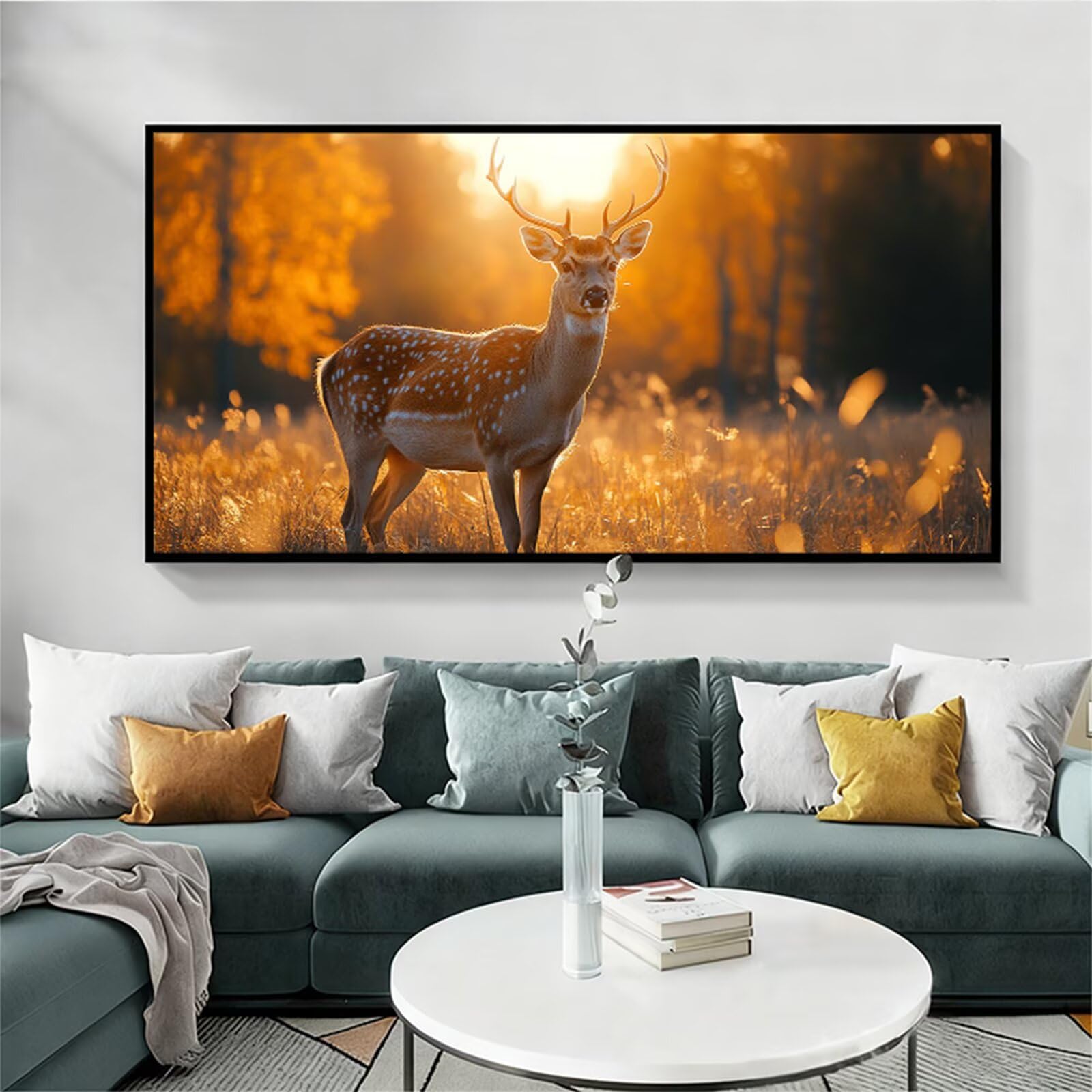 Jesień Diamentowe malowanie dla dorosłych, 5D diamentowe malowanie pełny zestaw dla dorosłych jeleń wzór, duży rozmiar kryształowa sztuka 70 x 140 cm, DIY diamentowe malowanie na Halloween dekoracje
