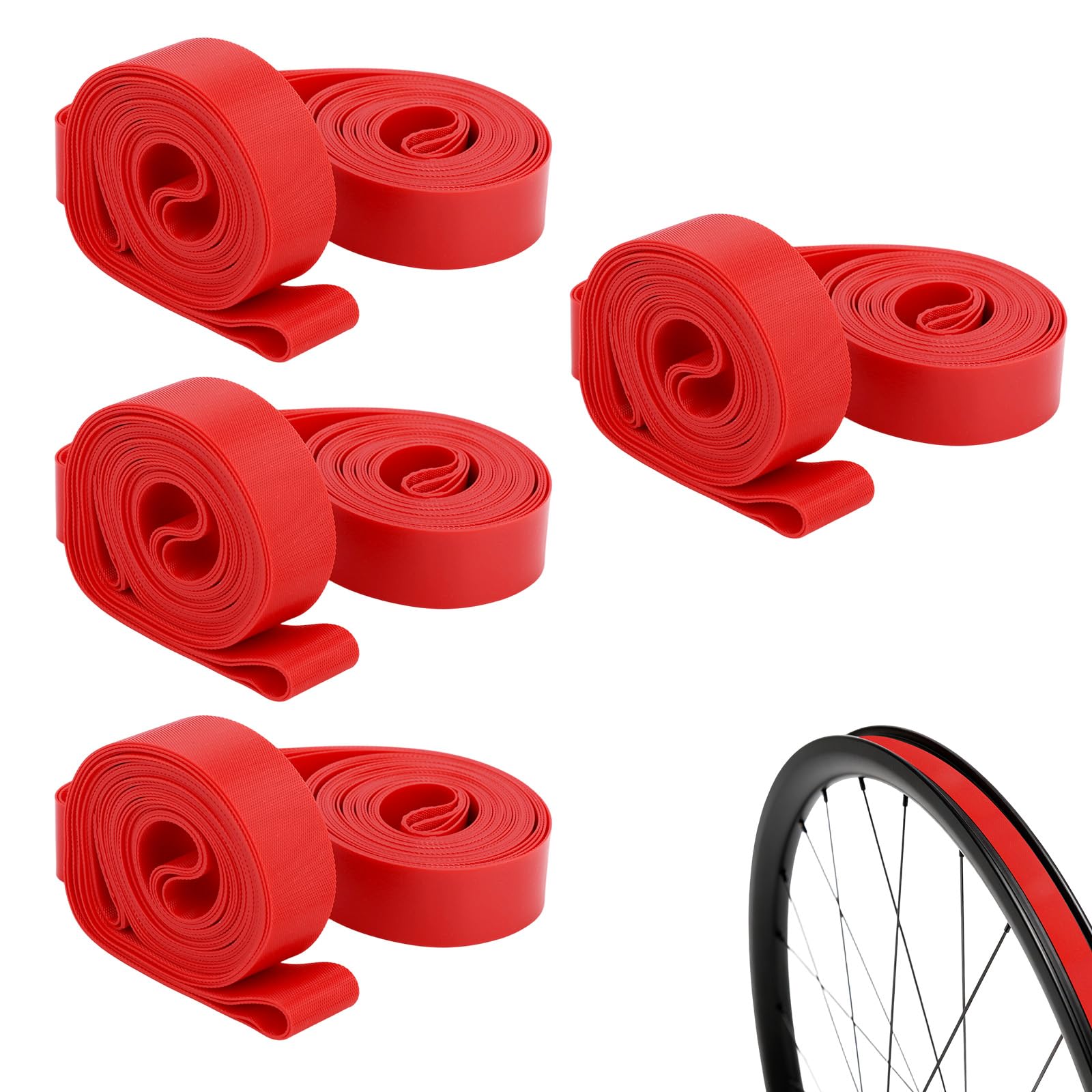 XIHIRCD 8pcs Bicycle Tire Liners, Bike Rim Tape Strip for 26in Bike (Red)