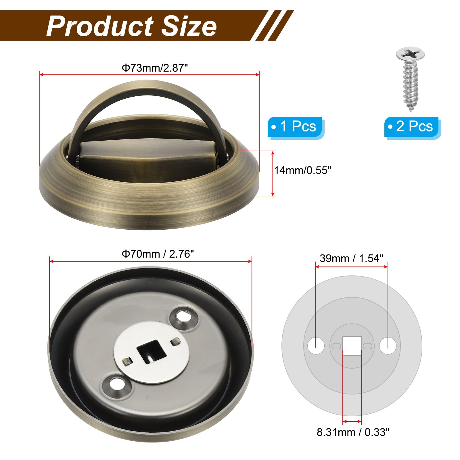 PATIKIL Recessed Sliding Door Pulls Handles 304 Stainless Steel Round Hidden Closet Finger Flush Knob with Screws for Door Drawer Wardrobe Green Bronze - Image 2