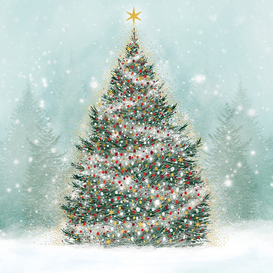 The Art File Christmas Tree Box of 8 Luxury Christmas Cards and Envelopes - LBX90 Multicoloured