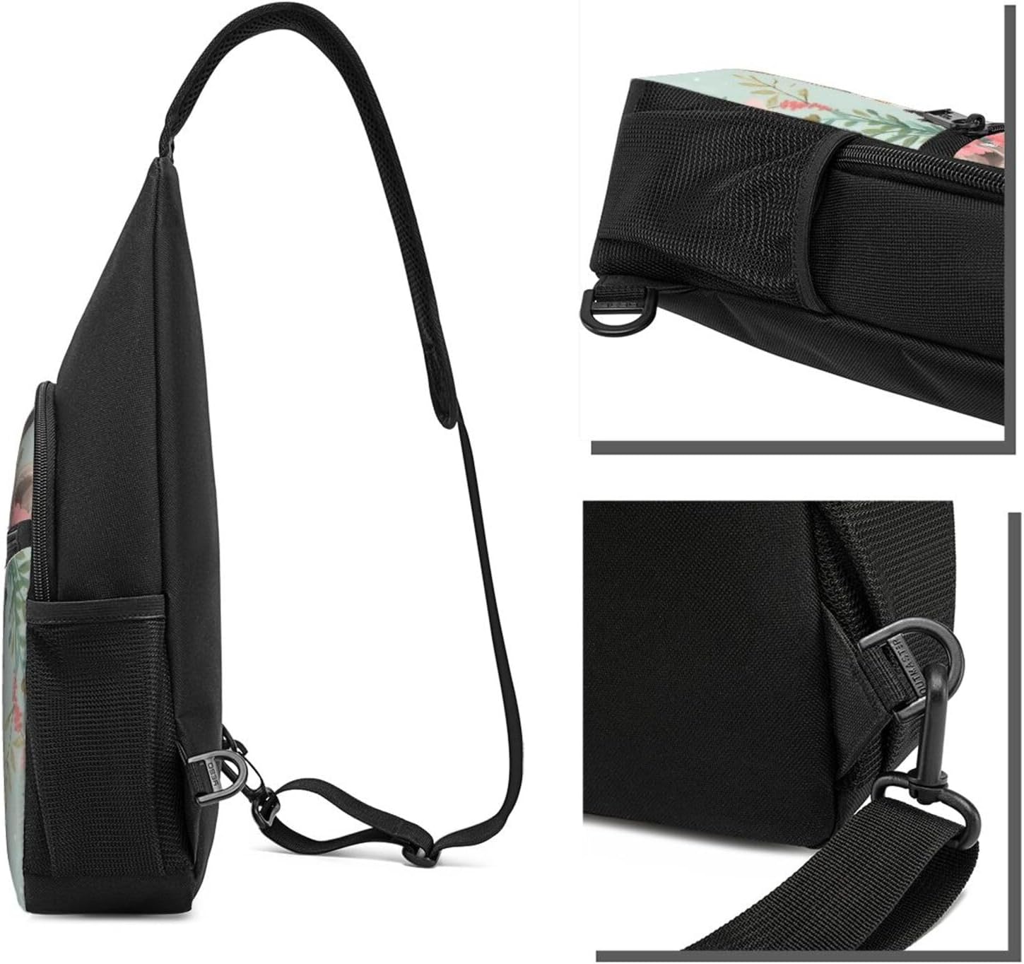 Sling Bag for Women Men Crossbody Shoulder Bag Giraffe with Floral Chest Bag Small Sling Backpack Daypack Fanny Packs