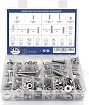 265PCS Bouchons et écrous 1/4"-20, 5/16"-18, 3/8"-16 en acier au carbone Boulets et éviers Ensemble de vis pour le matériel (3 Types, 4 Différents Sizes-3/4”, 1”, 1-1/2. 2”)