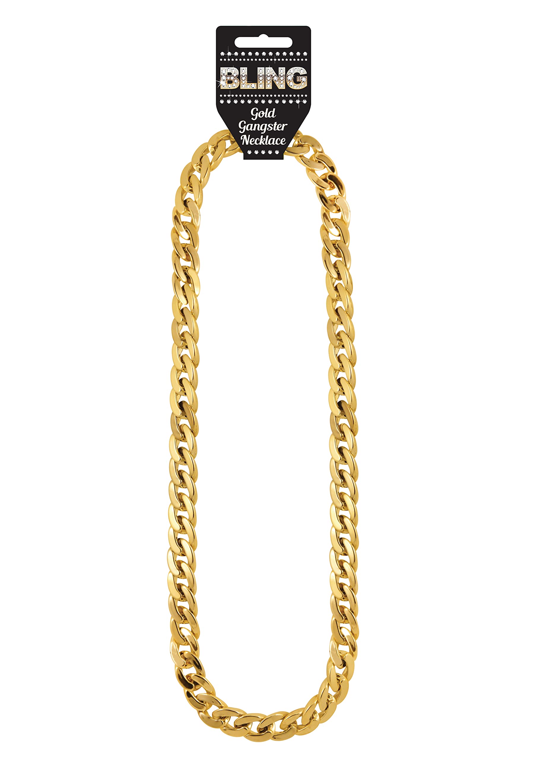 Lizzy Golden Gangster Chunky Chain | 90s 70s Hip Hop Halloween Fancy Dress Fashion Costume Accessory Necklace Gold Colour Unisex Mens Womens Adult