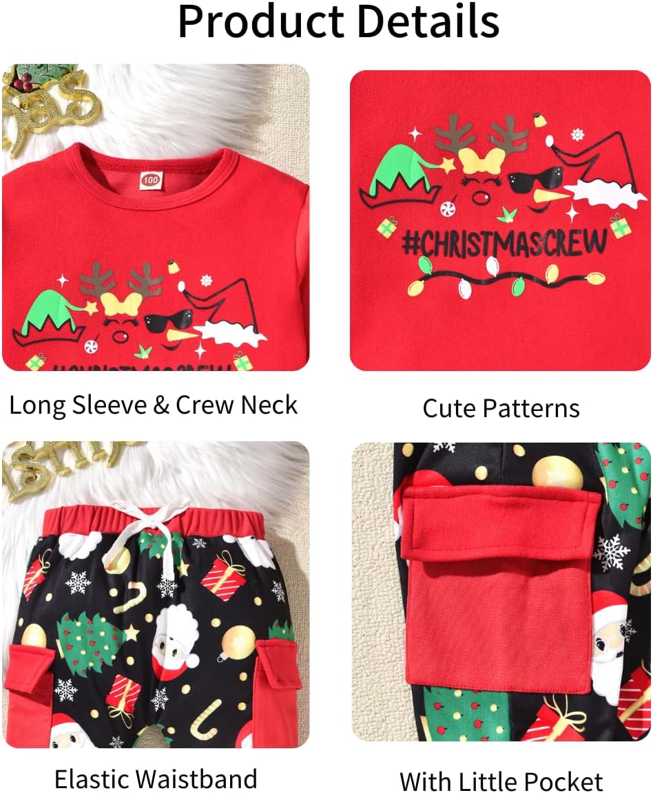 HIHA Toddler Boys Christmas Ooutfit Xmas Clothes Long Sleeve Sweatshirt Christmas Jogger Pants - Image 4